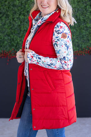 Harlow Long Vest - Red by Michelle Mae
