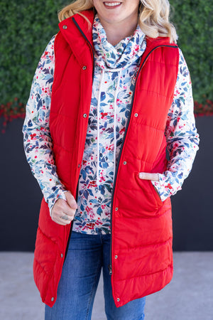 Harlow Long Vest - Red by Michelle Mae