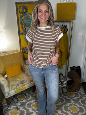 Magical Mystery Striped Tee in Mocha