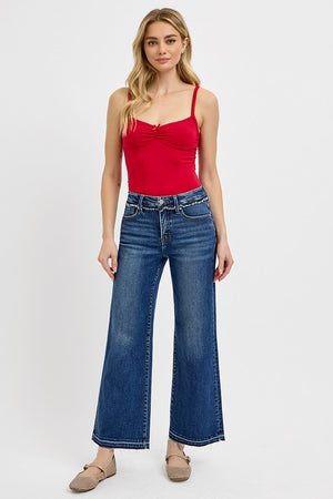 RISEN High Waist Tummy Control Wide Leg Release Hem Jeans