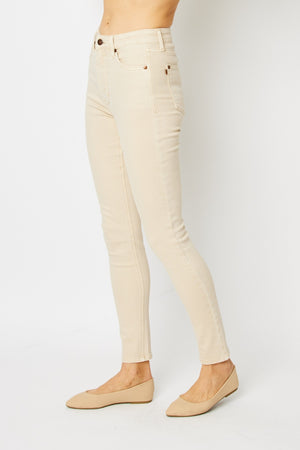 Judy Blue High Rise Garment Dyed Bone Tummy Control Skinny Jeans