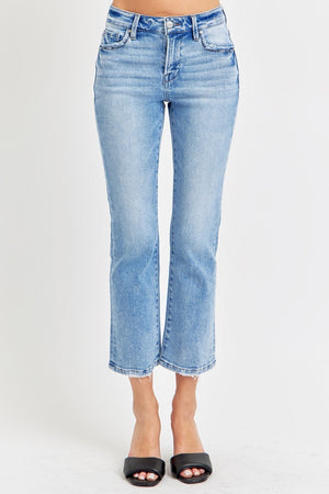 RISEN Low Rise Crop Slim Straight Jeans