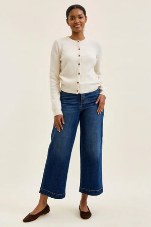 Judy Blue High Waist Tummy Control Claudia Ankle Wide Leg Dark Deep Indigo Jeans