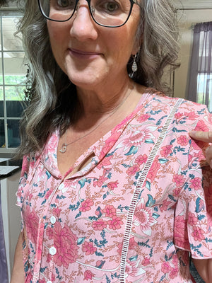 Bohemian Tie Neck Peplum Blouse