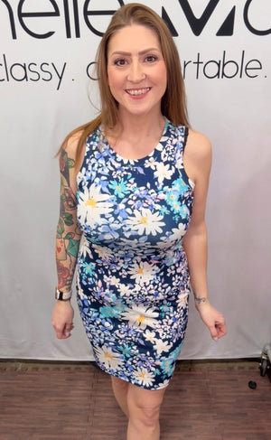 Mariah Ribbed Dress - Daisy Blues by Michelle Mae