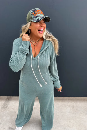 PREORDER: Ribbed Hayden Hoodie Jumpsuit Jogger by Blakeley - 4 colors