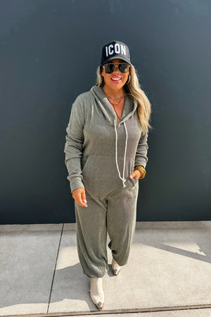 PREORDER: Ribbed Hayden Hoodie Jumpsuit Jogger by Blakeley - 4 colors