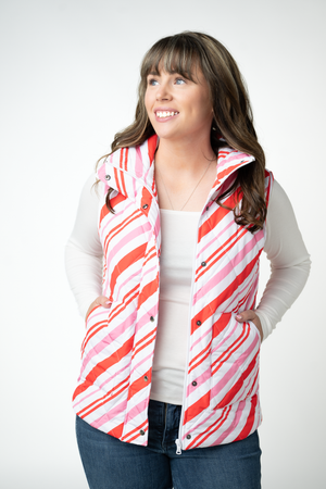 PREBOOK Remy Zip Up Vest - Candy Cane