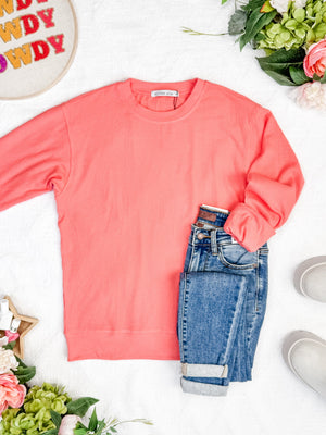 Corrine Ribbed Pullover Top - Coral by Michelle Mae