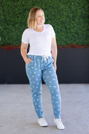 Classic Joggers - Teal Ribbons by Michelle Mae