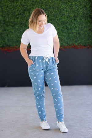 Classic Joggers - Teal Ribbons by Michelle Mae