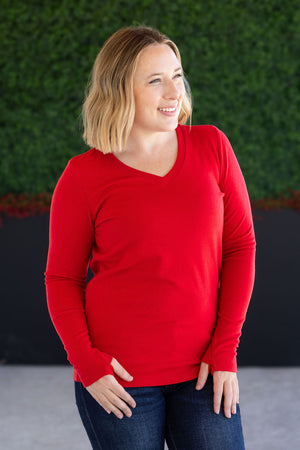 Leah Long Sleeve Top - Red by Michelle Mae