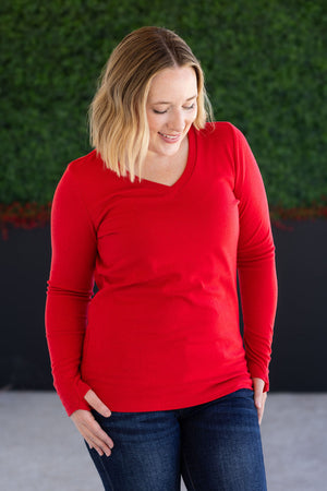 Leah Long Sleeve Top - Red by Michelle Mae