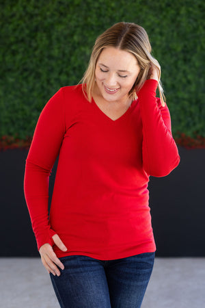 Leah Long Sleeve Top - Red by Michelle Mae