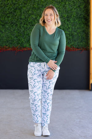 Classic Joggers - Green Ribbons by Michelle Mae