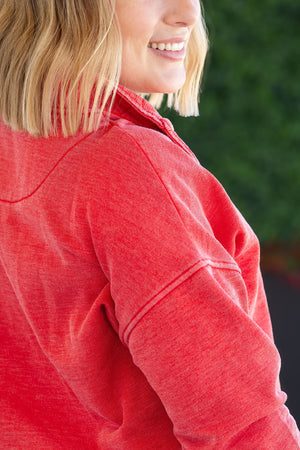 Jesse Vintage Wash Snap Pullover - Red by Michelle Mae