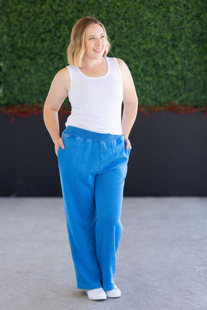 Wide Leg Vintage Wash Bottoms - Winter Blue by Michelle Mae