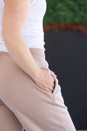 Wide Leg Vintage Wash Bottoms - Tan by Michelle Mae