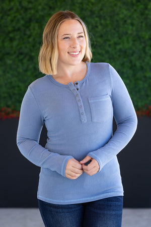 Georgia Long Sleeve Top - Dusty Blue by Michelle Mae