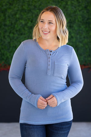 Georgia Long Sleeve Top - Dusty Blue by Michelle Mae