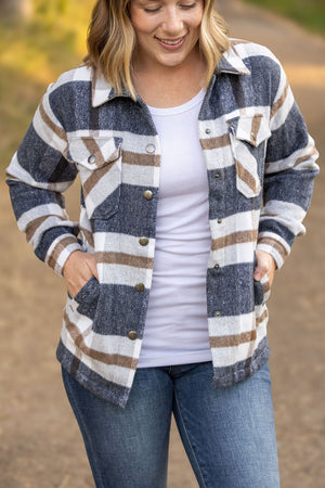 Norah Plaid Shacket - Navy and Tan by Michelle Mae