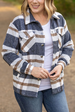 Norah Plaid Shacket - Navy and Tan by Michelle Mae