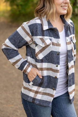 Norah Plaid Shacket - Navy and Tan by Michelle Mae