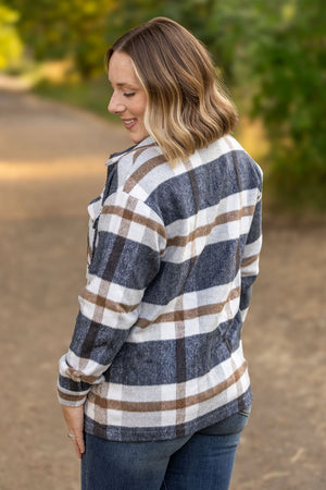 Norah Plaid Shacket - Navy and Tan by Michelle Mae