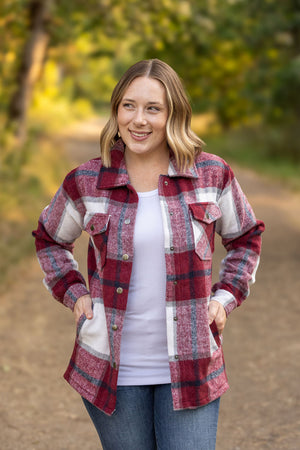 Norah Plaid Shacket - Merlot and Grey Mix by Michelle Mae