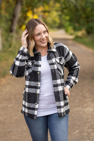 Norah Plaid Shacket - Classic Black and White by Michelle Mae