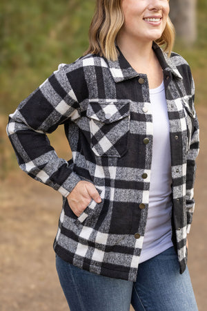 Norah Plaid Shacket - Classic Black and White by Michelle Mae