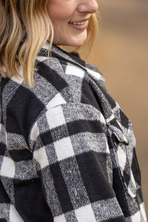 Norah Plaid Shacket - Classic Black and White by Michelle Mae