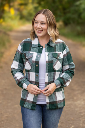 Norah Plaid Shacket - Evergreen and White by Michelle Mae