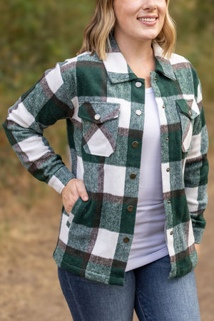 Norah Plaid Shacket - Evergreen and White by Michelle Mae