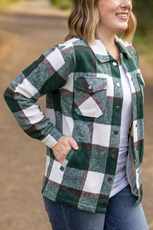 Norah Plaid Shacket - Evergreen and White by Michelle Mae