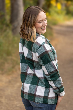 Norah Plaid Shacket - Evergreen and White by Michelle Mae