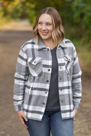 Norah Plaid Shacket - Classic Grey and White by Michelle Mae