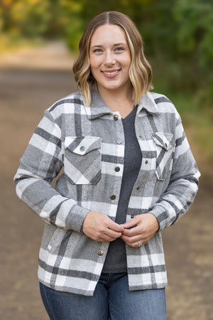 Norah Plaid Shacket - Classic Grey and White by Michelle Mae