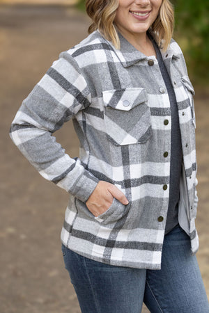 Norah Plaid Shacket - Classic Grey and White by Michelle Mae