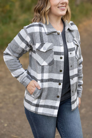 Norah Plaid Shacket - Classic Grey and White by Michelle Mae