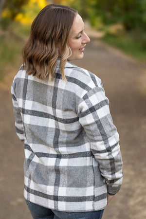 Norah Plaid Shacket - Classic Grey and White by Michelle Mae