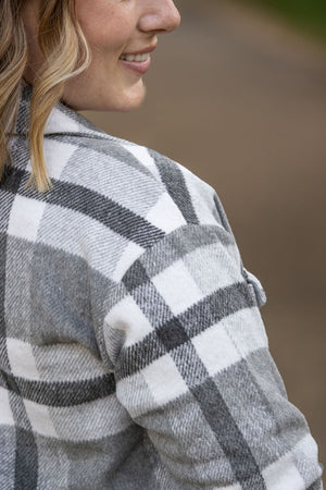 Norah Plaid Shacket - Classic Grey and White by Michelle Mae