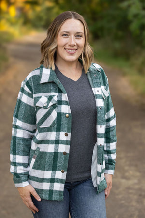 Norah Plaid Shacket - Classic Green and Grey Mix by Michelle Mae