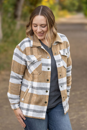 Norah Plaid Shacket - Camel and Grey by Michelle Mae