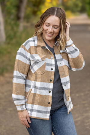 Norah Plaid Shacket - Camel and Grey by Michelle Mae