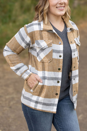 Norah Plaid Shacket - Camel and Grey by Michelle Mae