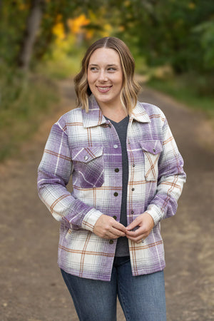 Norah Plaid Shacket - Purple and Gold by Michelle Mae