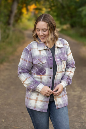 Norah Plaid Shacket - Purple and Gold by Michelle Mae