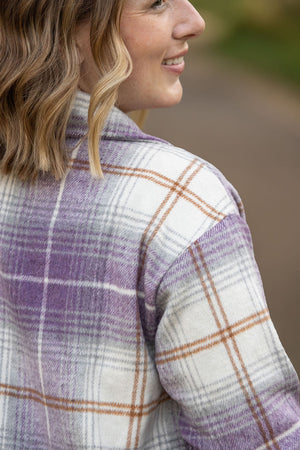 Norah Plaid Shacket - Purple and Gold by Michelle Mae