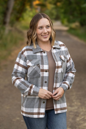 Norah Plaid Shacket - Grey and Tan by Michelle Mae